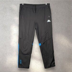 Kappa Italia Track Pants Men’s Small Black Blue Stripe Y2K Retro Sporty Casual